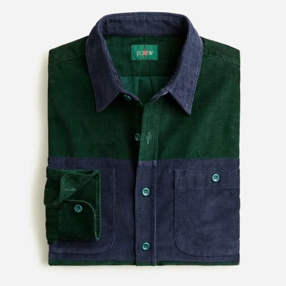 J. Crew Midweight corduroy workshirt in colorblock XL